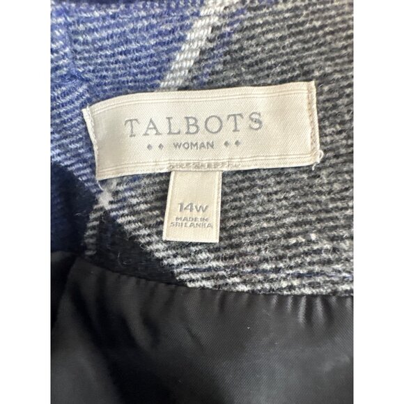 Talbots Womens Plaid Wool Blend Skirt size 14W plus Blue Gray plaid - Picture 4 of 5